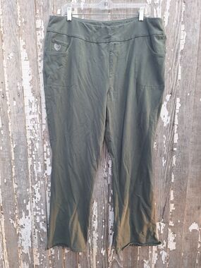 Dream Jeannes Quacker Factory Olive Green Straight Pull-On Pants Size 1X Tall